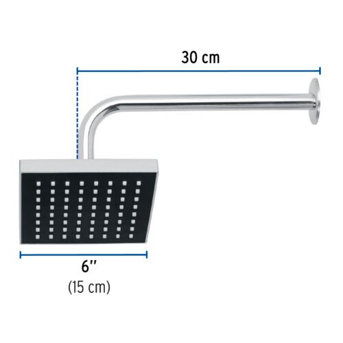 467343 46734 - Regadera cuadrada ABS 6" acabado cromo con brazo, Foset