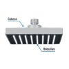 467354 46735 - Regadera cuadrada ABS 6" acabado cromo sin brazo, Foset