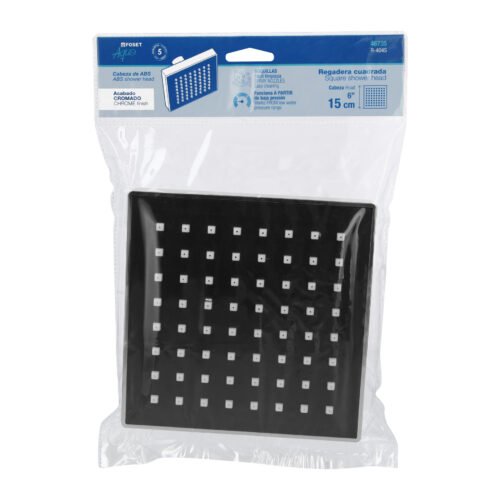 467356 46735 - Regadera cuadrada ABS 6" acabado cromo sin brazo, Foset