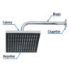 46736 - Regadera cuadrada ABS 8" acabado cromo con brazo, Foset