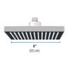 46737 - Regadera cuadrada ABS 8" acabado cromo sin brazo, Foset