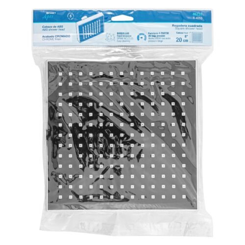 46737 - Regadera cuadrada ABS 8" acabado cromo sin brazo, Foset