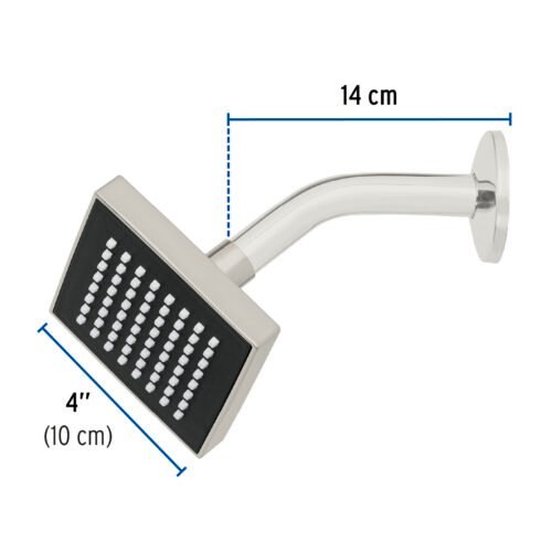 46738 - Regadera cuadrada ABS 4" acabado satín con brazo, Foset
