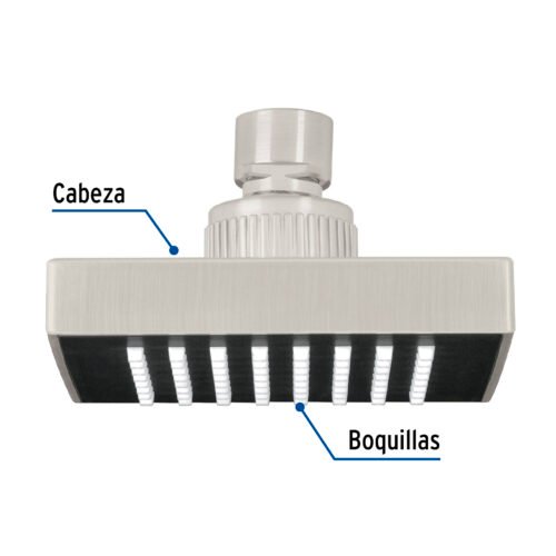 467394 46739 - Regadera cuadrada ABS 4" acabado satín sin brazo, Foset
