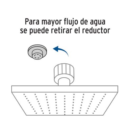 46740 - Regadera cuadrada ABS 6" acabado satín con brazo, Foset