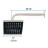 46740 - Regadera cuadrada ABS 6" acabado satín con brazo, Foset