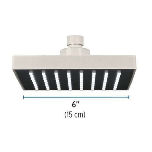 46741 - Regadera cuadrada ABS 6" acabado satín sin brazo, Foset