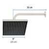 46742 - Regadera cuadrada ABS 8" acabado satín con brazo, Foset