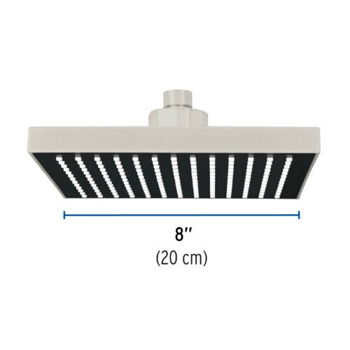 46743 - Regadera cuadrada ABS 8" acabado satín sin brazo, Foset