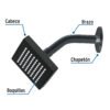 46744 - Regadera cuadrada ABS 4" acabado negro mate con brazo, Foset