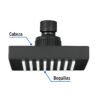 46745 - Regadera cuadrada ABS 4" acabado negro mate sin brazo, Foset