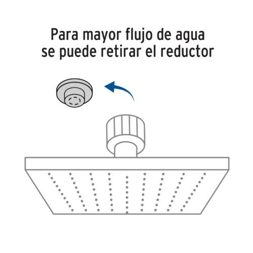 46746 - Regadera cuadrada ABS 6" acabado negro mate con brazo, Foset