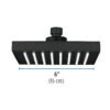 46747 - Regadera cuadrada ABS 6" acabado negro mate sin brazo, Foset