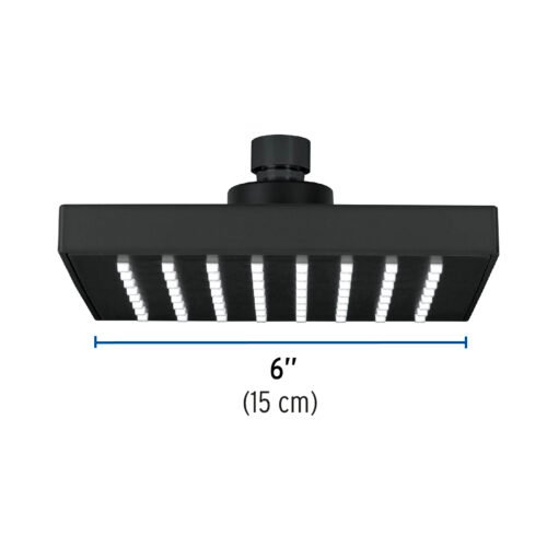 46747 - Regadera cuadrada ABS 6" acabado negro mate sin brazo, Foset