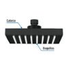 46747 - Regadera cuadrada ABS 6" acabado negro mate sin brazo, Foset