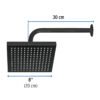 46748 - Regadera cuadrada ABS 8" acabado negro mate con brazo, Foset
