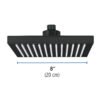 46749 - Regadera cuadrada ABS 8" acabado negro mate sin brazo, Foset