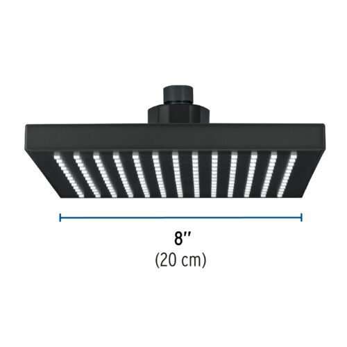 46749 - Regadera cuadrada ABS 8" acabado negro mate sin brazo, Foset