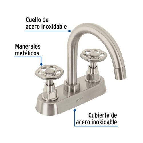 46754 - Mezcladora p/lavabo, bar, manerales redondos, satín, Tubig