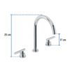 46756 - Mezcladora p/lavabo,taladros separados,palanca,cromo,Tubig