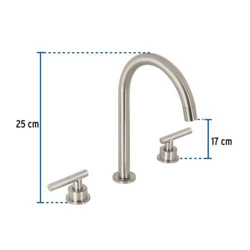 467571 46757 - Mezcladora p/lavabo,taladros separados,palanca,satín,Tubig
