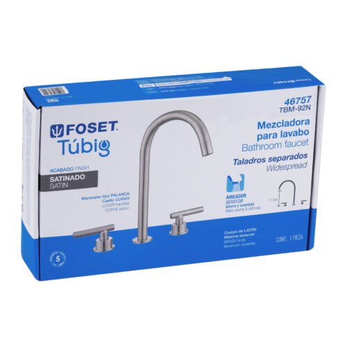 467574 46757 - Mezcladora p/lavabo,taladros separados,palanca,satín,Tubig
