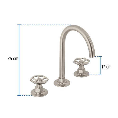 467602 46760 - Mezcladora p/lavabo,taladros separados,redondos,satín,Tubig