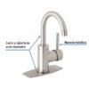 46763 - Monomando corto para lavabo, satín, Foset Tubig