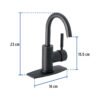 467642 46764 - Monomando corto para lavabo, negro mate, Foset Tubig