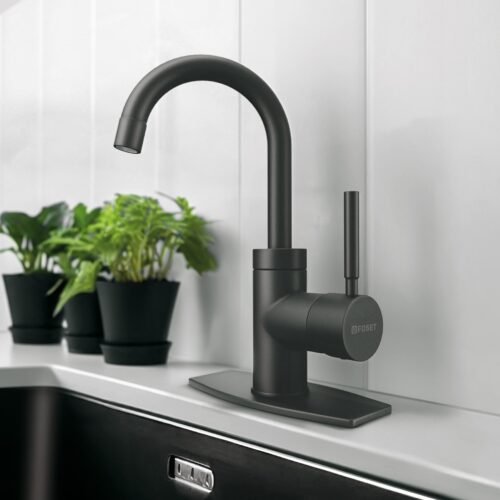 467644 46764 - Monomando corto para lavabo, negro mate, Foset Tubig