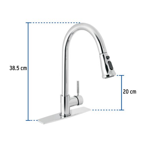 467682 46768 - Monomando para fregadero, cuello extraible, cromo, Tubig