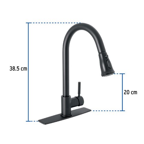467702 46770 - Monomando para fregadero,cuello extraible,negro mate,Tubig