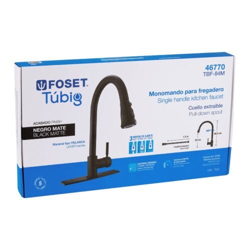467704 46770 - Monomando para fregadero,cuello extraible,negro mate,Tubig