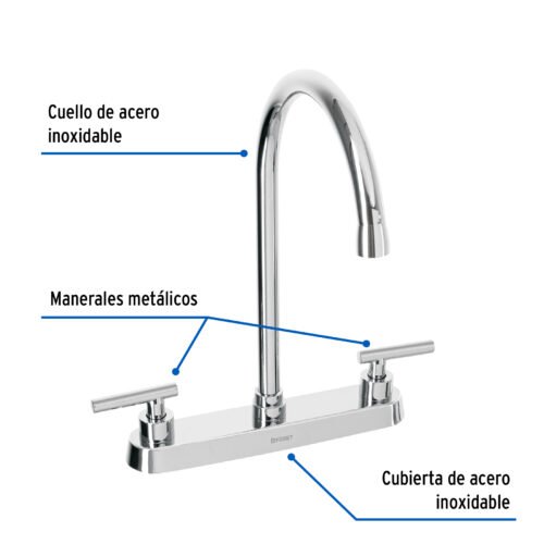 46771 - Mezcladora para fregadero, manerales palanca, cromo, Tubig
