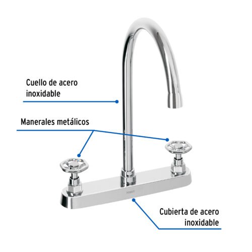 467741 46774 - Mezcladora para fregadero, manerales redondos,cromo, Tubig