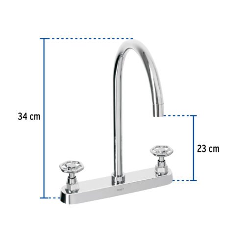 467742 46774 - Mezcladora para fregadero, manerales redondos,cromo, Tubig