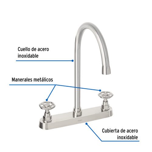 46775 - Mezcladora para fregadero, manerales redondos,satín, Tubig