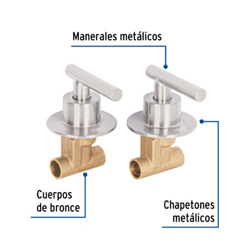 46781 - Juego llaves empotrar soldables, palanca satín, Túbig