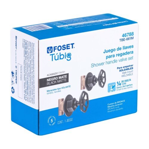 46788 - Juego llaves empotrar soldables, volante negro, Túbig