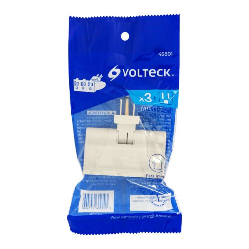 46801 - Multicontacto triple aterrizado, tipo bisagra, Volteck
