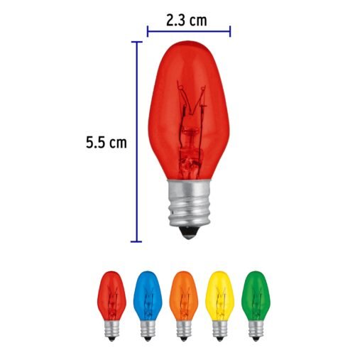 46822 - Caja con 50 focos incandescentes de colores base E12 7.5W