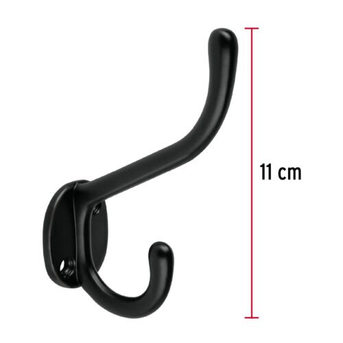 468321 46832 - Gancho doble largo y corto tipo perchero, negro, HERMEX