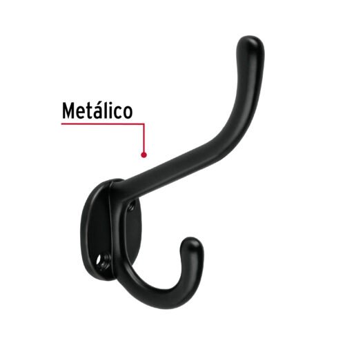 468322 46832 - Gancho doble largo y corto tipo perchero, negro, HERMEX
