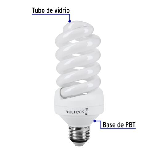46835 - Lámpara espiral T4 24 W luz neutra en blíster, Volteck