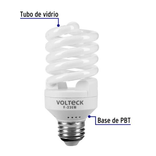 46838 - Lámpara espiral mini T2 23 W luz de día en blíster, Volteck