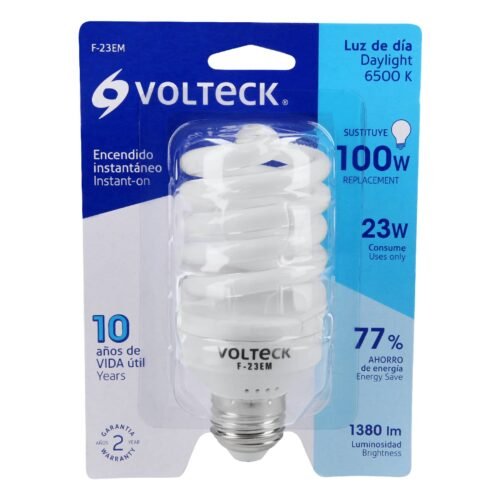 46838 - Lámpara espiral mini T2 23 W luz de día en blíster, Volteck