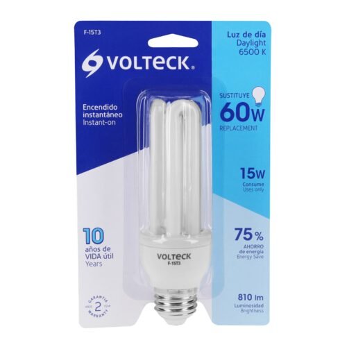 468443 46844 - Lámpara triple T3 15 W luz de día en blíster, Volteck