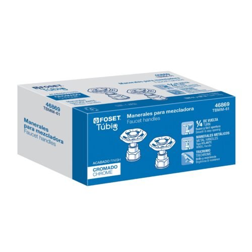 46869 - Juego de 2 manerales para mezcladora, volante, cromo, Tubig