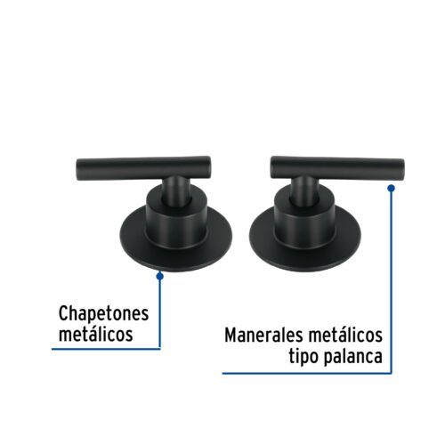 46877 - Juego de 2 manerales para regadera, palanca, negro, Tubig