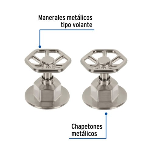 46879 - Juego de 2 manerales para regadera, volante, satín, Tubig